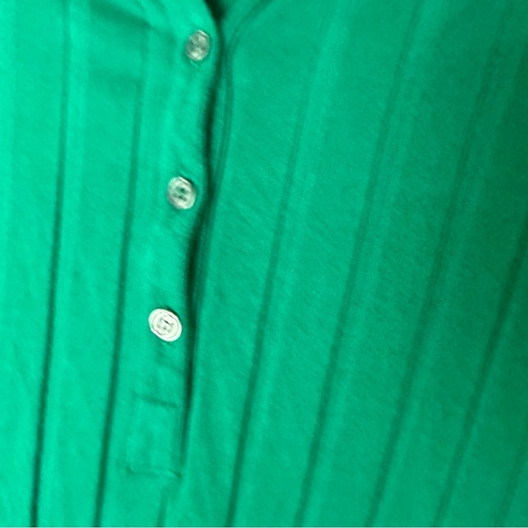 Monrow Green Flat Ribbed 94% Cotton Shortsleeve Form Fitting Collar Polo Dress M - Picture 11 of 16